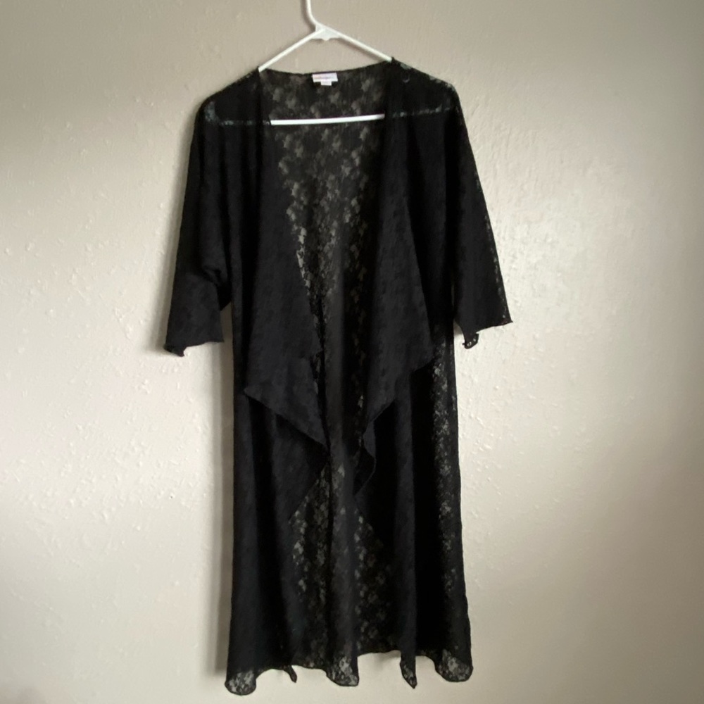 Solid Black Lace Duster Layering Piece (Lularoe) - image 2